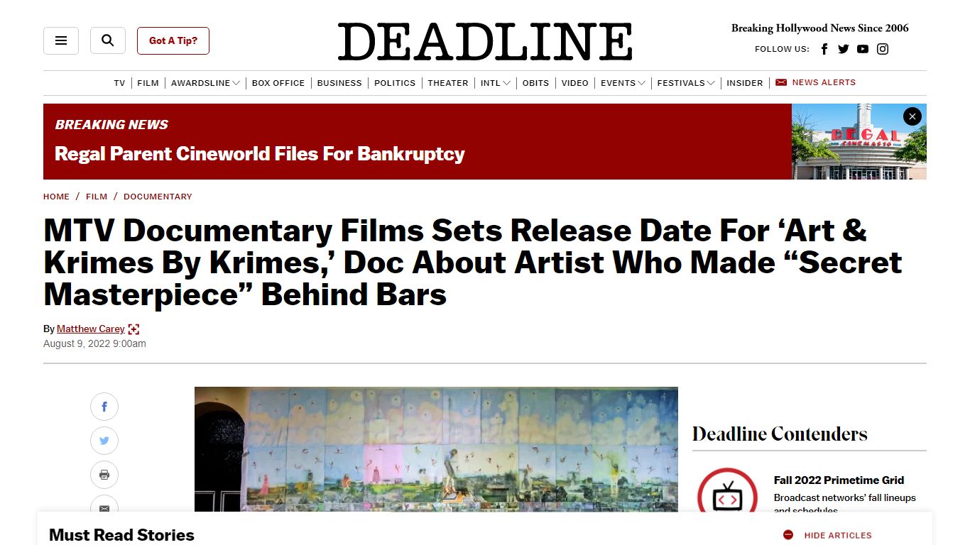 Doc About Inmate Who Painted Secret Masterpiece Gets Release Date ...